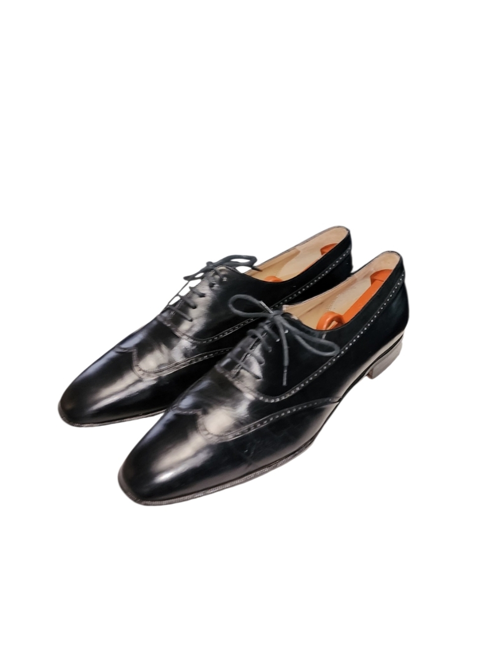 Men Vintage Leather Black Wingtip Oxfords By Bally Size 12B - Picture 3 of 10